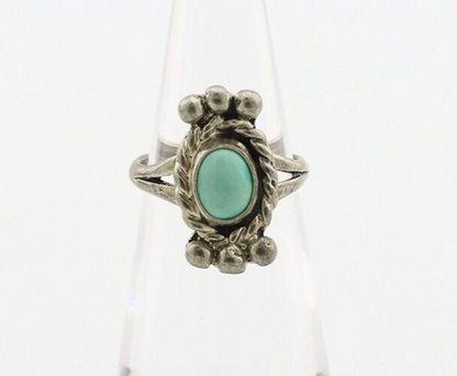 Navajo Ring 925 Silver Natural Blue Turquoise Native American Artist C.1980's