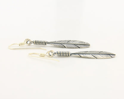 Navajo Eagle Feather Earrings Sterling Silver Dangle Vintage