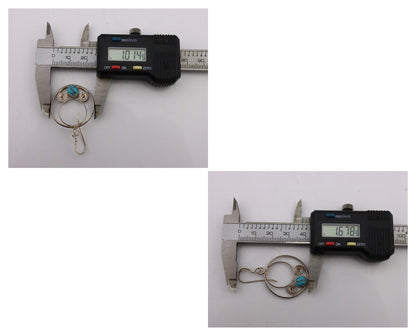 Navajo Dangle Handmade Earrings 925 Silver Blue Turquoise Native Artist C.80's