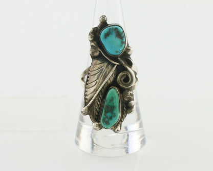 Navajo Ring 925 Silver Sleeping Beauty Turquoise Native American Artist C.80's