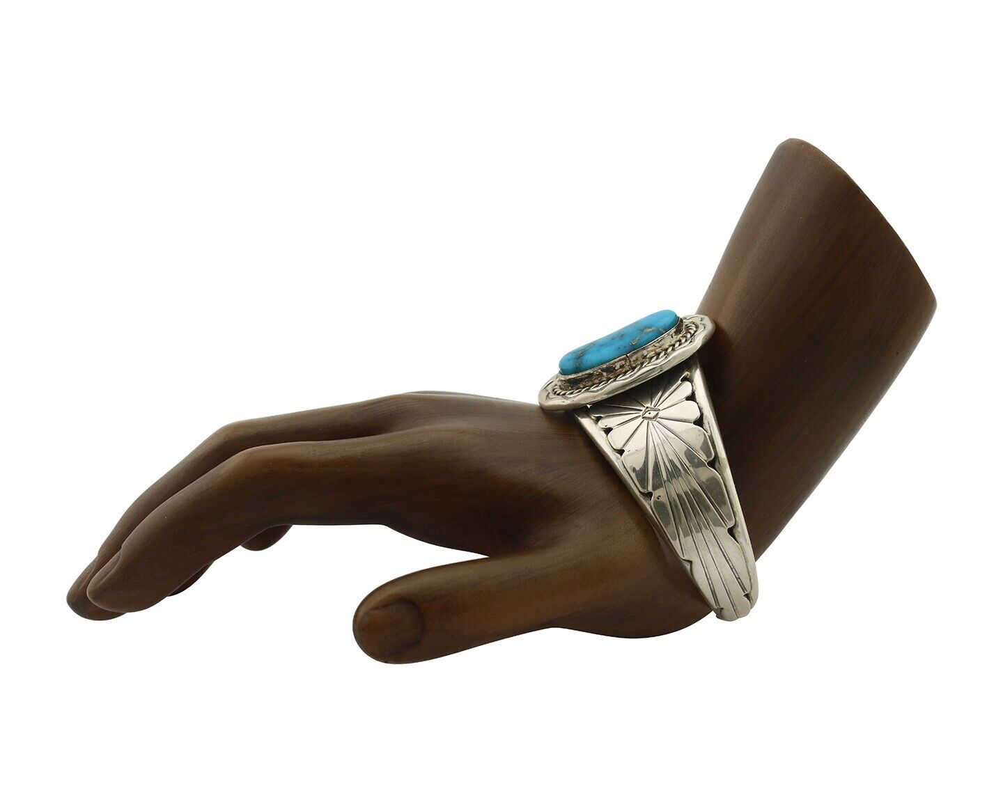 Navajo Bracelet 925 Silver Natural Fox Mine Turquoise Signed Doug Zachary C.80's