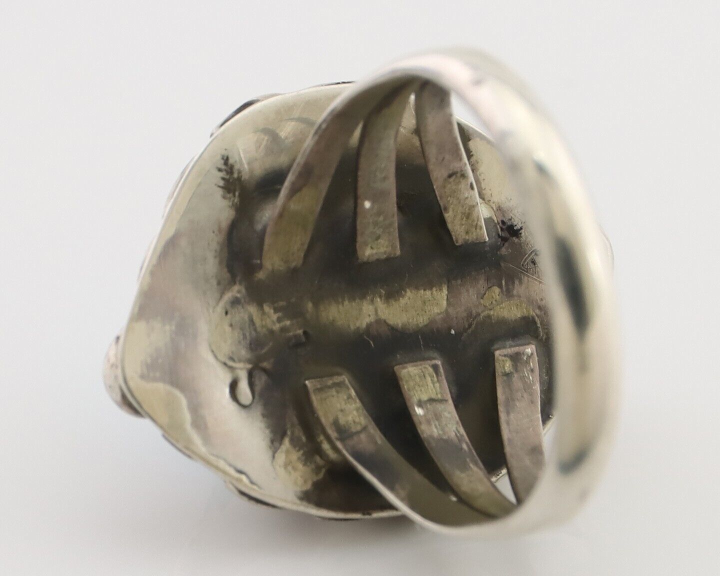 Navajo Ring 925 Silver Sleeping Beauty Turquoise Artist Signed SC C.80's