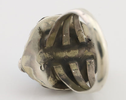 Navajo Ring 925 Silver Sleeping Beauty Turquoise Artist Signed SC C.80's
