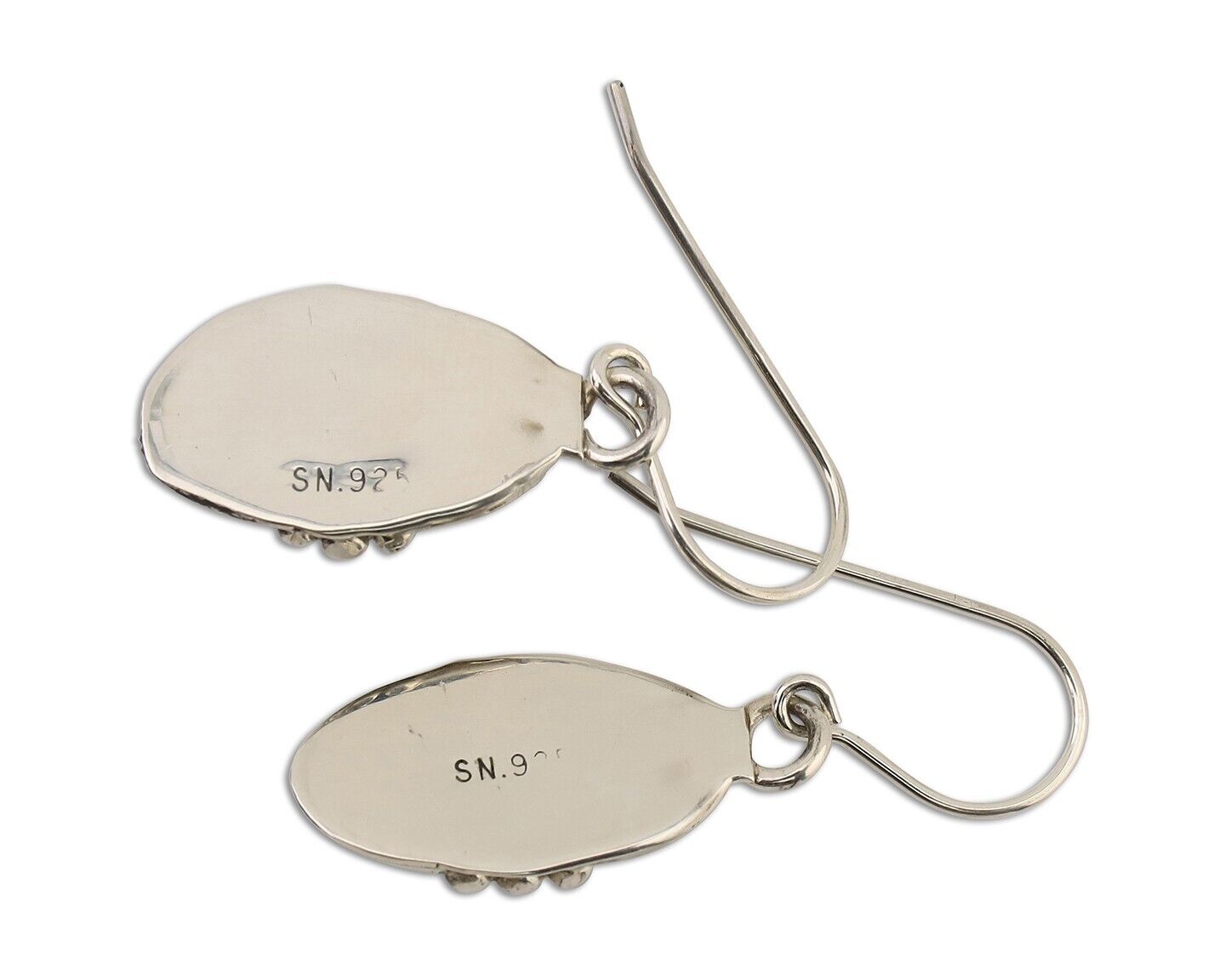 Navajo Earrings 925 Silver Natural Malachite Native American Artist C.80s