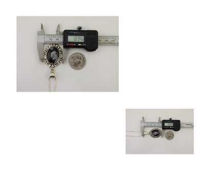 Navajo Necklace 925 Silver Onyx Natural Snowflake Agate Signed Native American