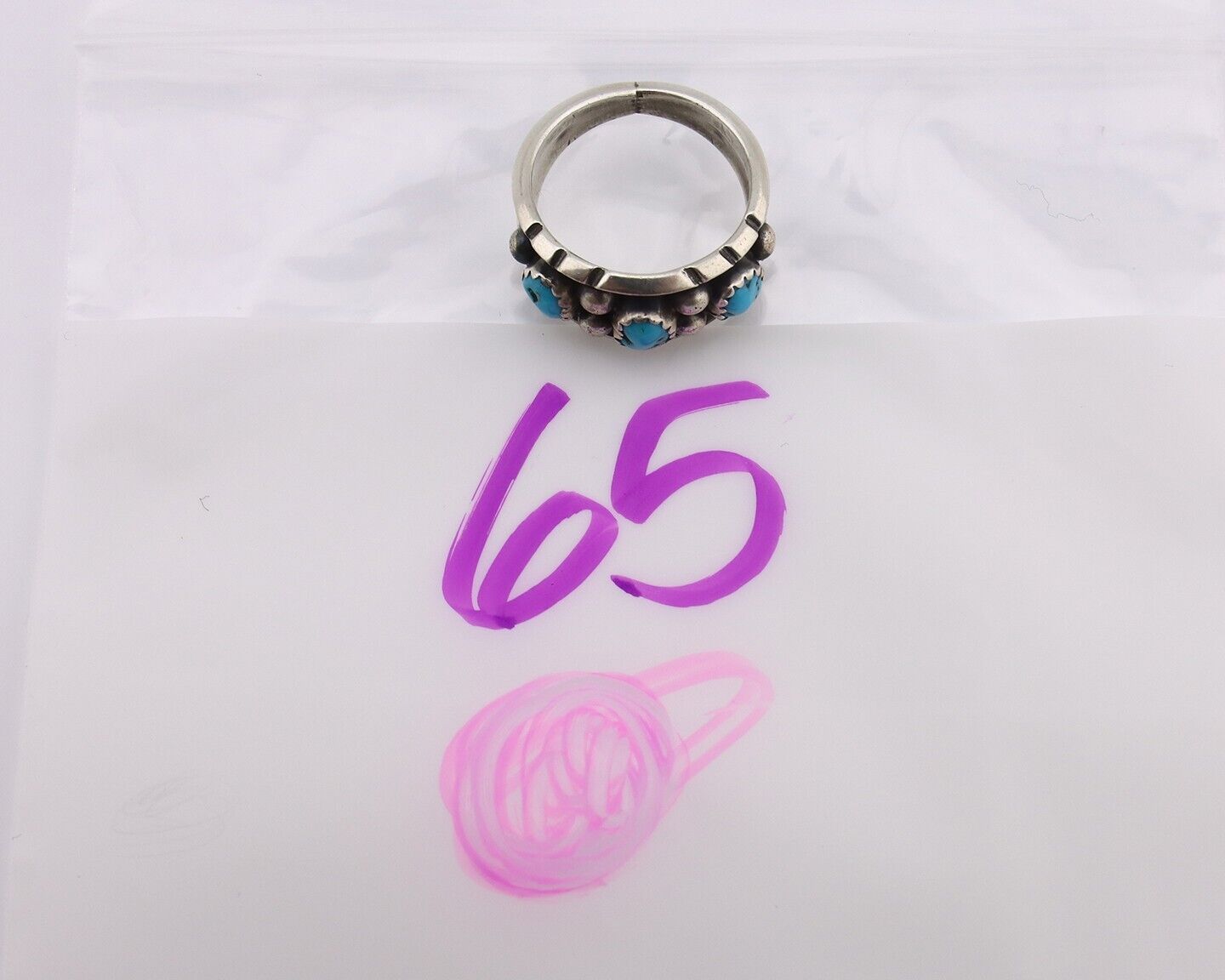 Navajo Ring 925 Silver Natural Blue Turquoise Native American Artist C.80's