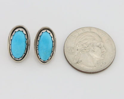 Navajo Earrings 925 Natural Blue Turquoise Native American Artist C.80's