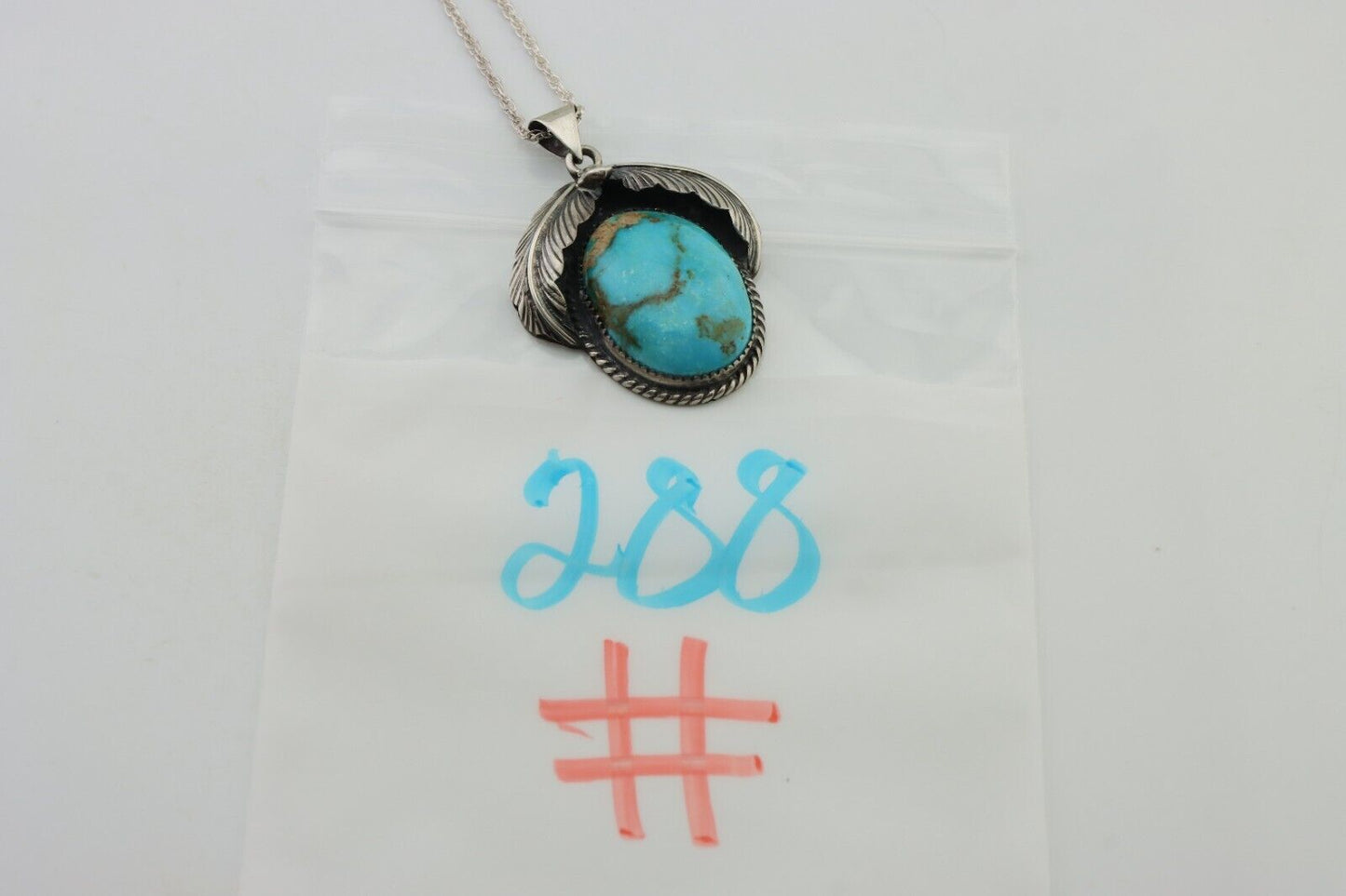 Navajo Necklace 925 Silver Natural Blue Turquoise Aritst Signed Windmill C.80's