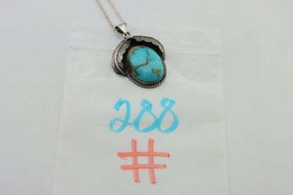Navajo Necklace 925 Silver Natural Blue Turquoise Aritst Signed Windmill C.80's
