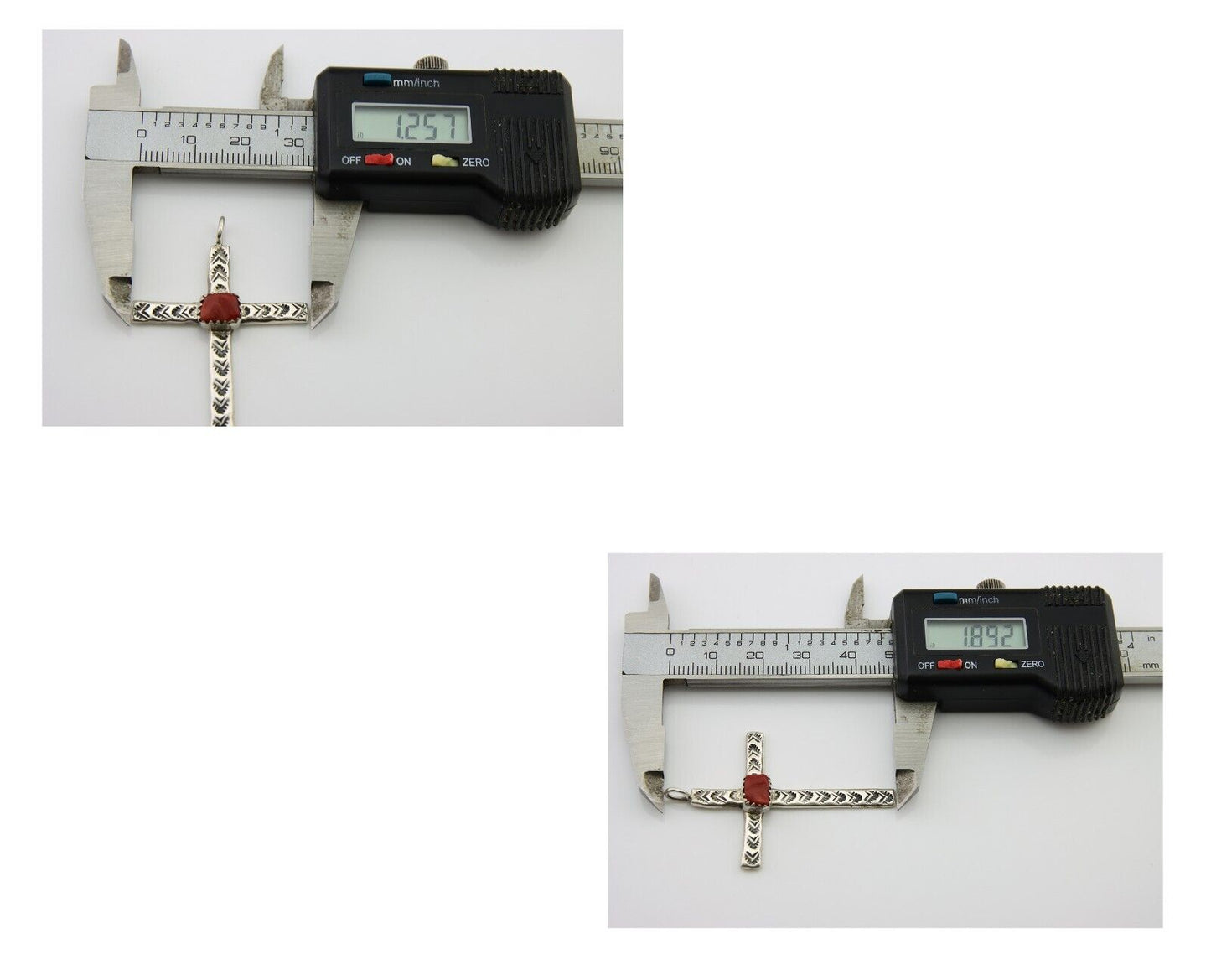 Navajo Cross Pendant 925 Silver Mediterranean Coral Signed Arthur Williams C.80s