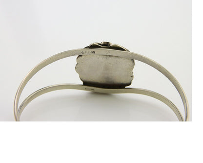 Navajo Cuff Bracelet 925 Silver Turquoise Artist Signed C Davis C.80's