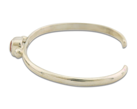 Navajo Bracelet .925 Silver Natural Red Coral Cuff Native American Artist C.80's