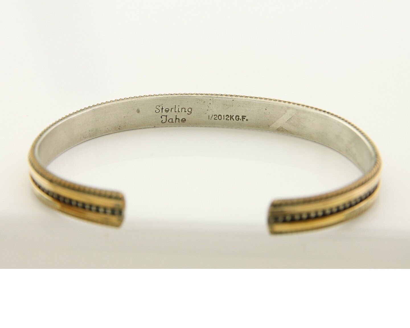 Navajo Bracelet 925 Silver & 12K Gold Cuff Artist Signed TAHE C.80's