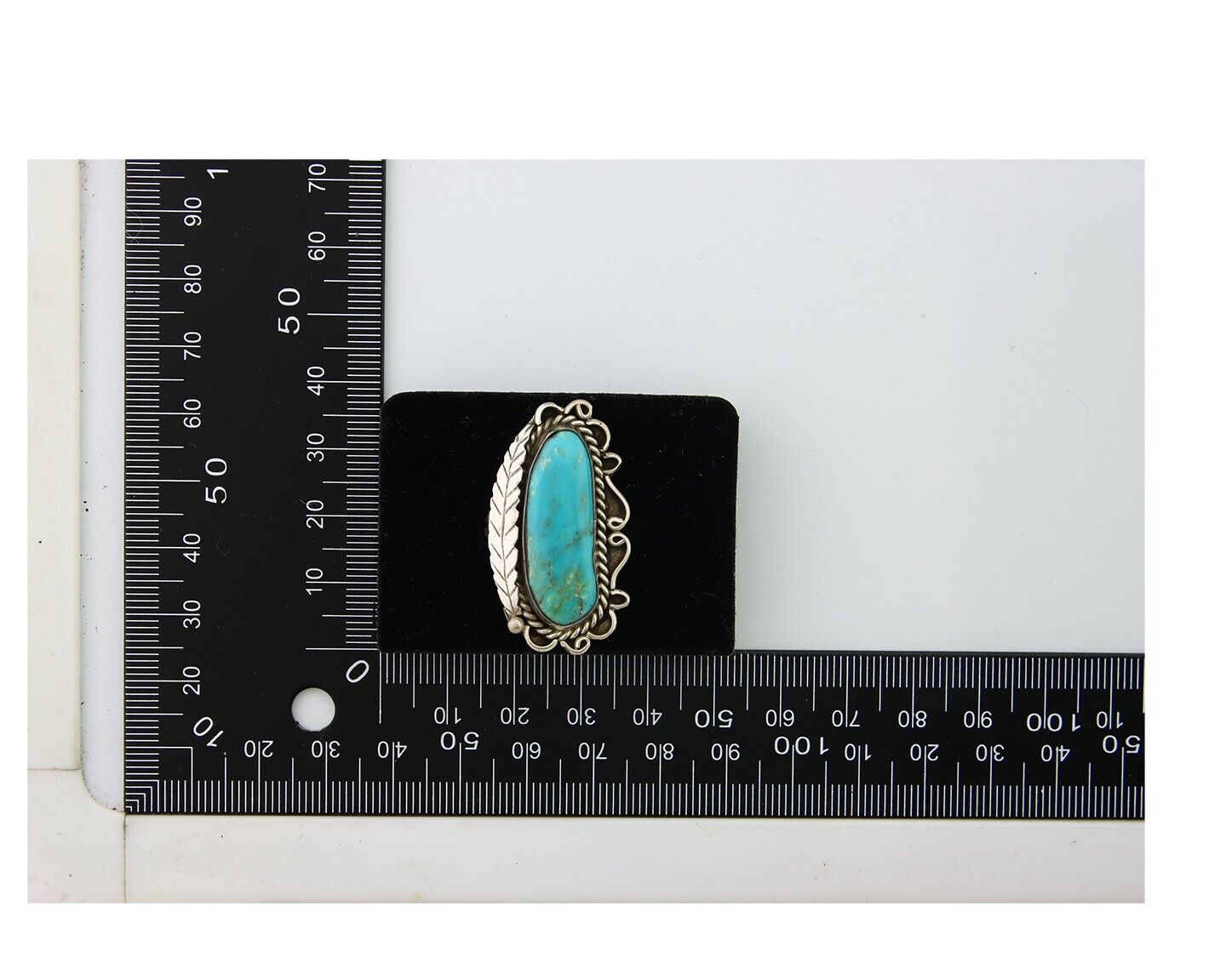 Navajo Ring .925 Sterling Blue Turquoise Artist Signed R Yazzie C.80's