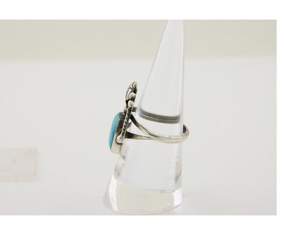 Navajo Handmade Ring 925 Silver Turquoise Signed LS C.80's