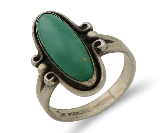 Navajo Ring 925 Silver Natural Kingman Turquoise Bell Trading Post C.80's