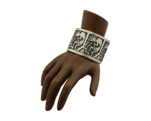 Navajo Kokopelli Bracelet 925 Silver Native American Artist Handmade C.80's