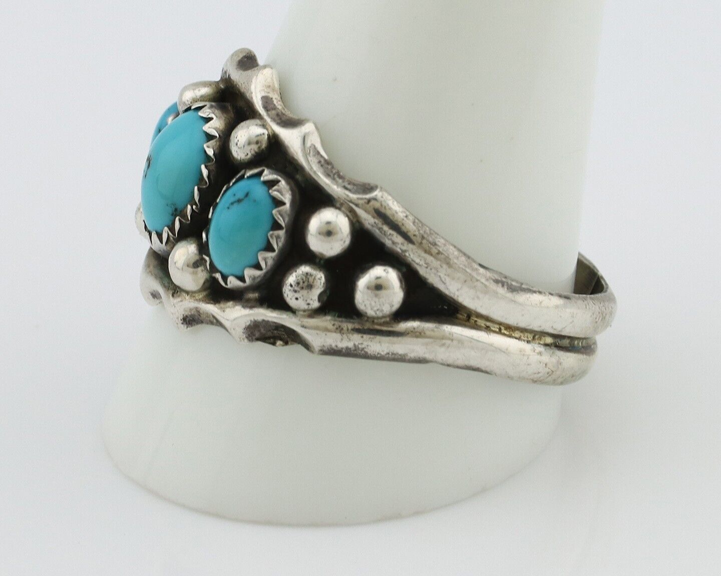Navajo Ring 925 Silver Blue Turquoise Artist Signed SkyStone Creations C.80's