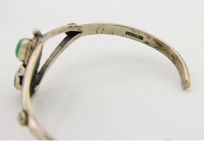 Navajo Bracelet 925 Silver Cuff Turquoise Handmade Native Artist C.80's