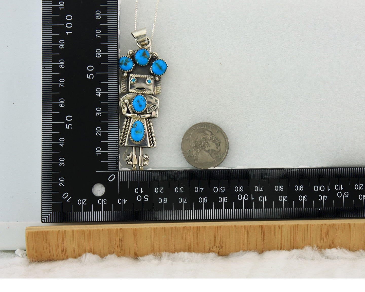 Navajo Kachina Necklace Sterling Silver Natural Turquoise Vintage Signed
