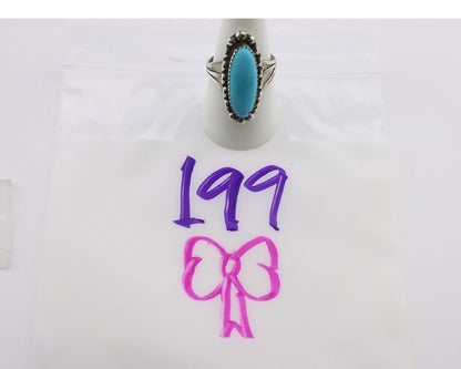Navajo Ring .925 Silver Sleeping Beauty Turquoise Signed SkyStone Creations C80s