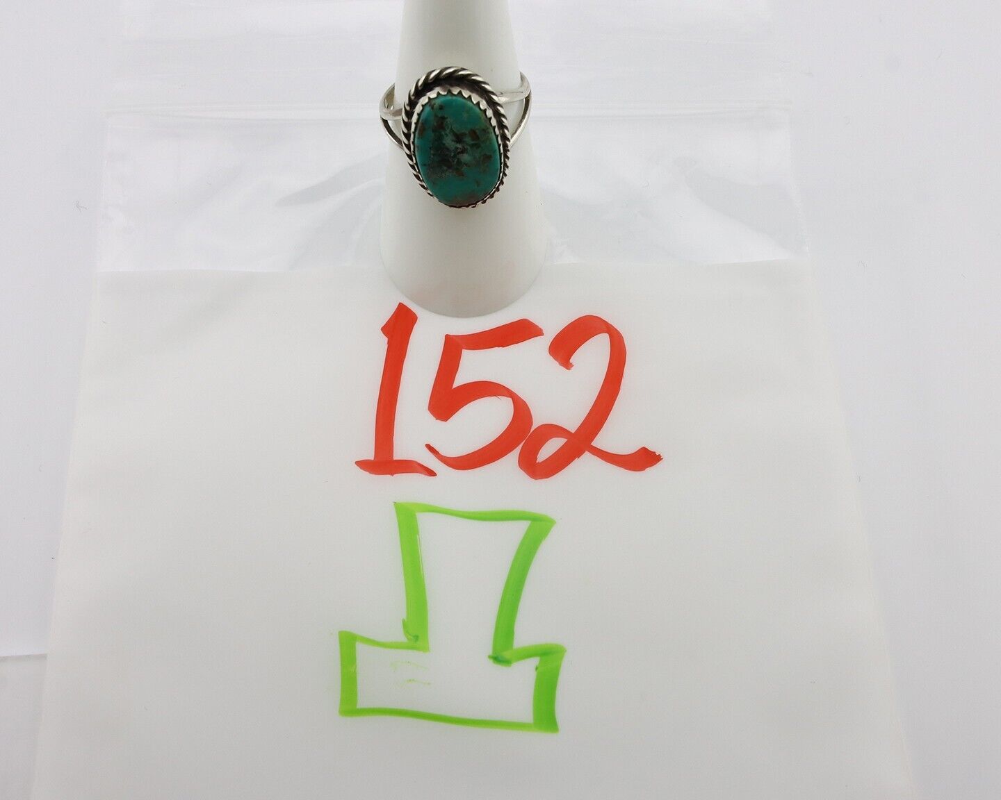 Navajo Ring 925 Silver Kingman Turquoise Native American Artist C.80's