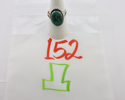Navajo Ring 925 Silver Kingman Turquoise Native American Artist C.80's