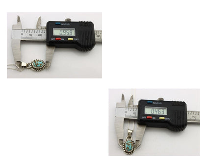 Navajo Pendant 925 Silver Natural Blue Turquoise Native Artist C.2008