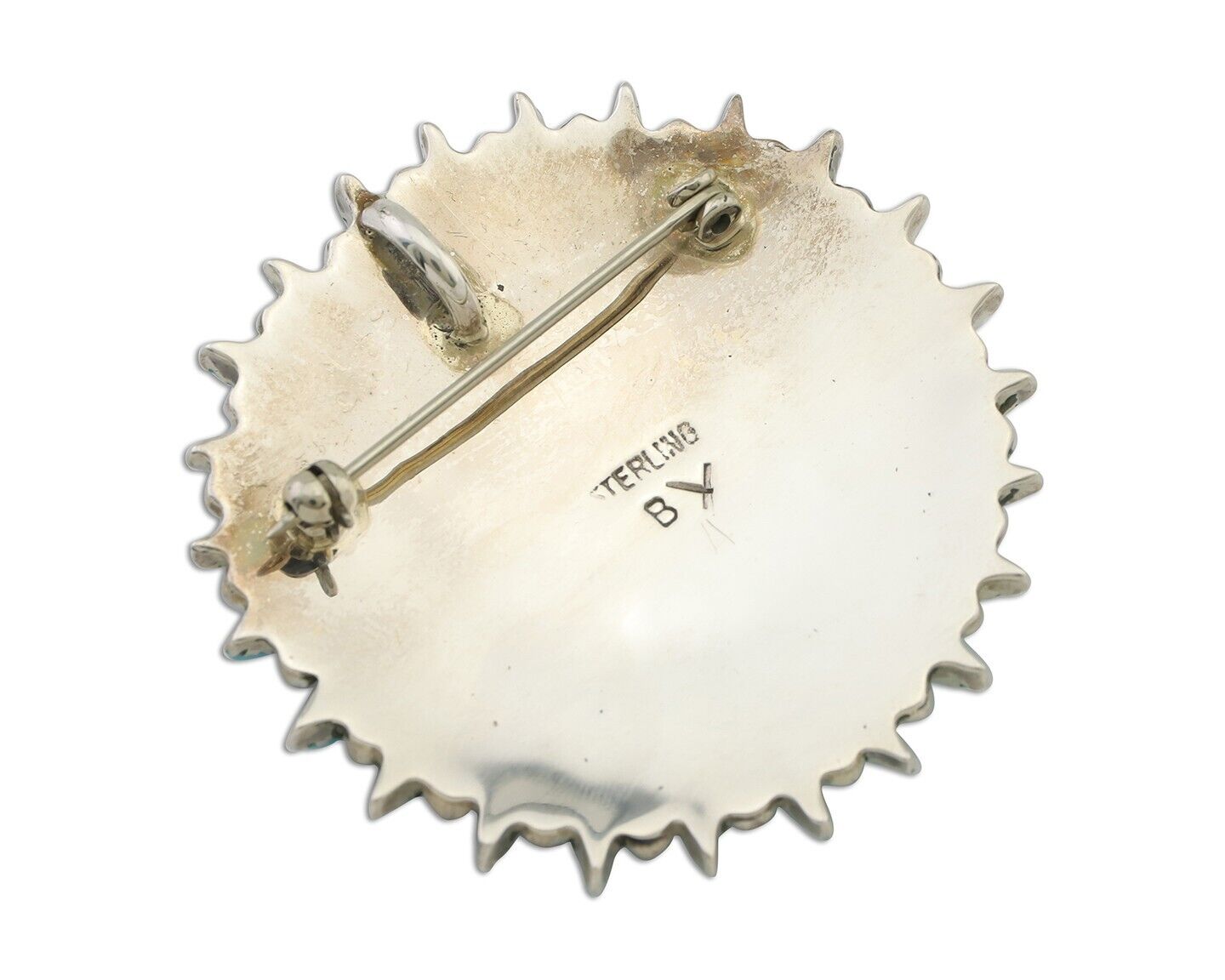 Navajo Pin Pendant 925 Silver Blue Turquoise Signed Benson Yazzie C.80's