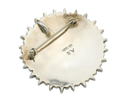 Navajo Pin Pendant 925 Silver Blue Turquoise Signed Benson Yazzie C.80's