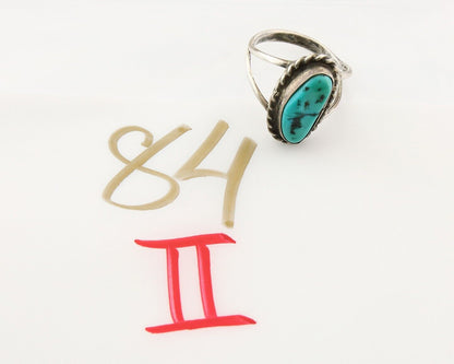 Navajo Ring 925 Sterling Natural Mined Arizona Turquoise C.80's Size 7.5
