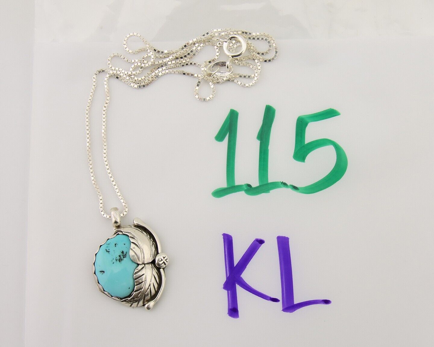 Navajo Necklace 925 Silver Natural Blue Turquoise Artist Signed D Zachary C.80's