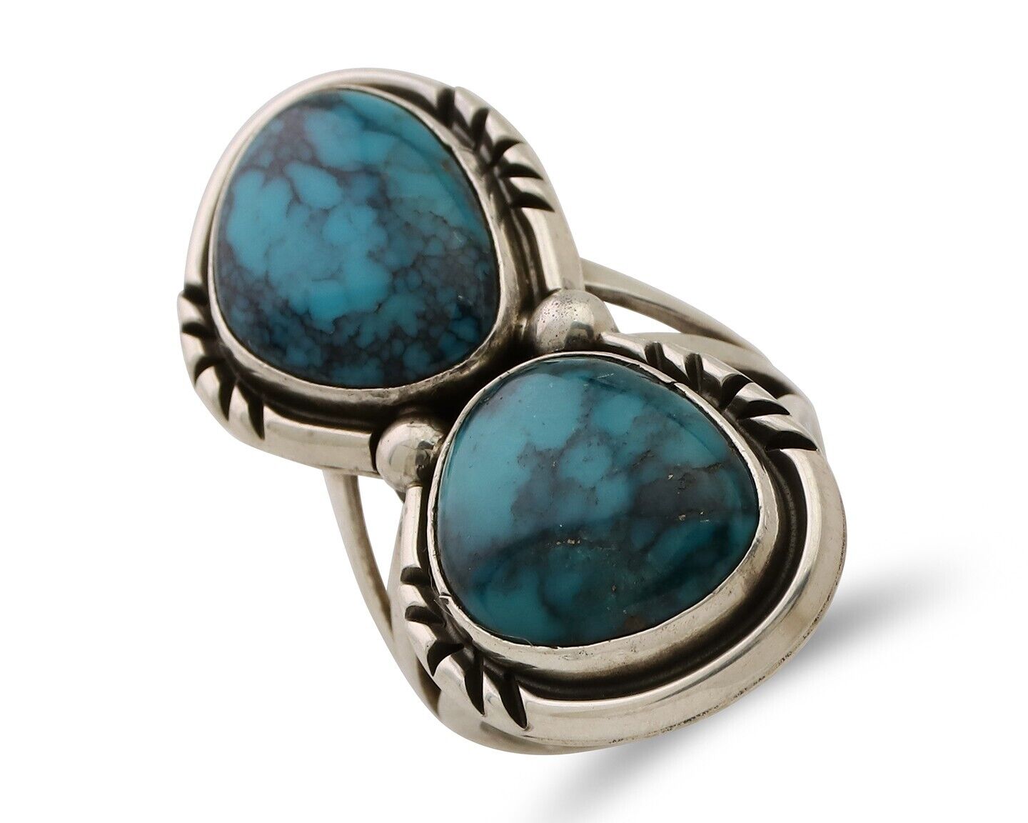 Navajo Handmade Ring 925 Silver Natural Tuquoise Artist Signed RD C.80's
