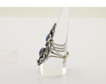 Navajo Ring 925 Silver Natural Denim Lapis Artist Signed Prairie Fire C.80's