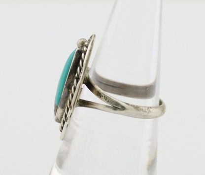 Navajo Handmade Ring 925 Silver Natural Turquoise Signed Jason Livingston C.80's