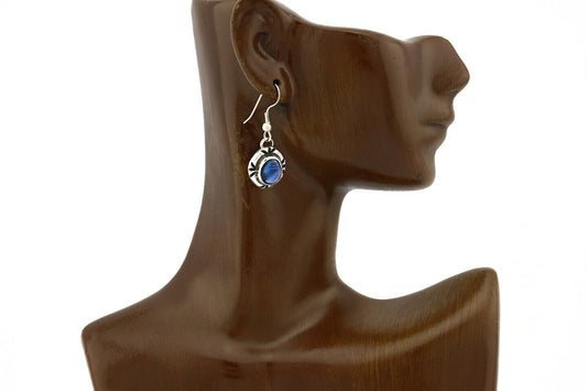 Navajo Hand Stamped Natural Mined Shell .925 SOLID Silver Dangle Earrings