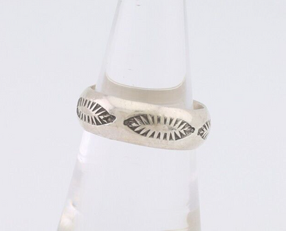 Navajo Hand Stamped Band 925 Silver 6.0 mm Signed Larry Chavez Size 6.0 C.80's