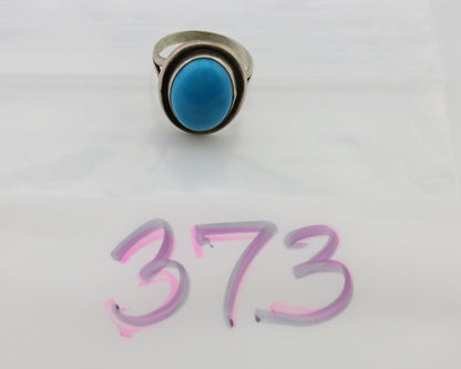 Navajo Handmade Ring 925 Silver Blue Turquoise Native American Artist C.80's