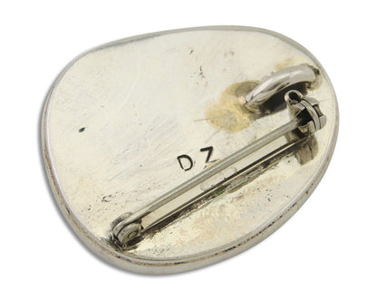 Navajo Pin Pendant 925 Silver Globe Turquoise Artist Signed Doug Zachary C.80's