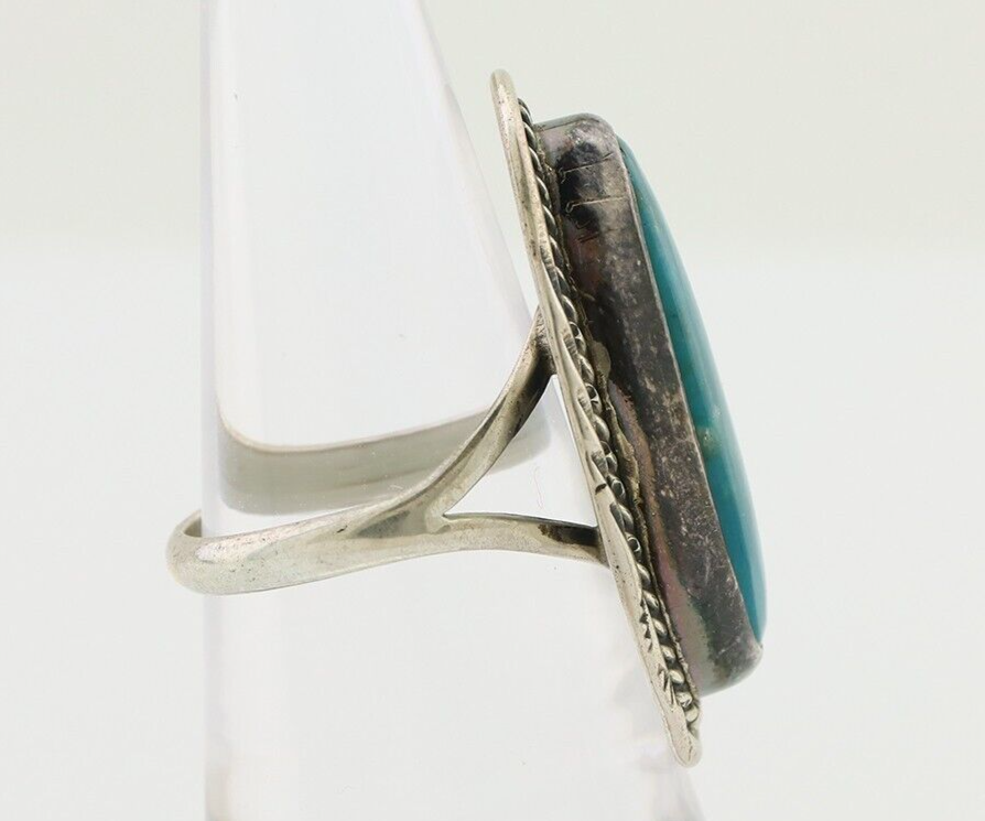 Navajo Ring 925 Silver Kingman Turquoise Native American Artist C.80's