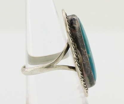 Navajo Ring 925 Silver Kingman Turquoise Native American Artist C.80's