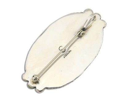 Navajo Pin Pendant 925 Silver Natural Blue Turquoise Artist signed SC C.80's