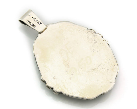 Navajo Pendant Sterling Silver Natural Gemstone Vintage Authentic Signed M Begay