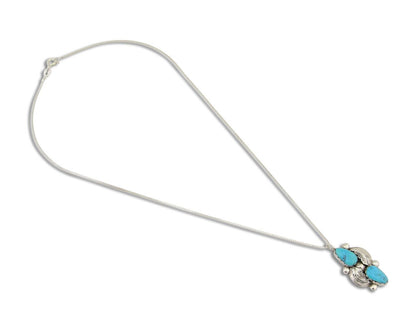 Navajo Turquoise Handmade Necklace 925 Silver Signed Simplicio C.80's