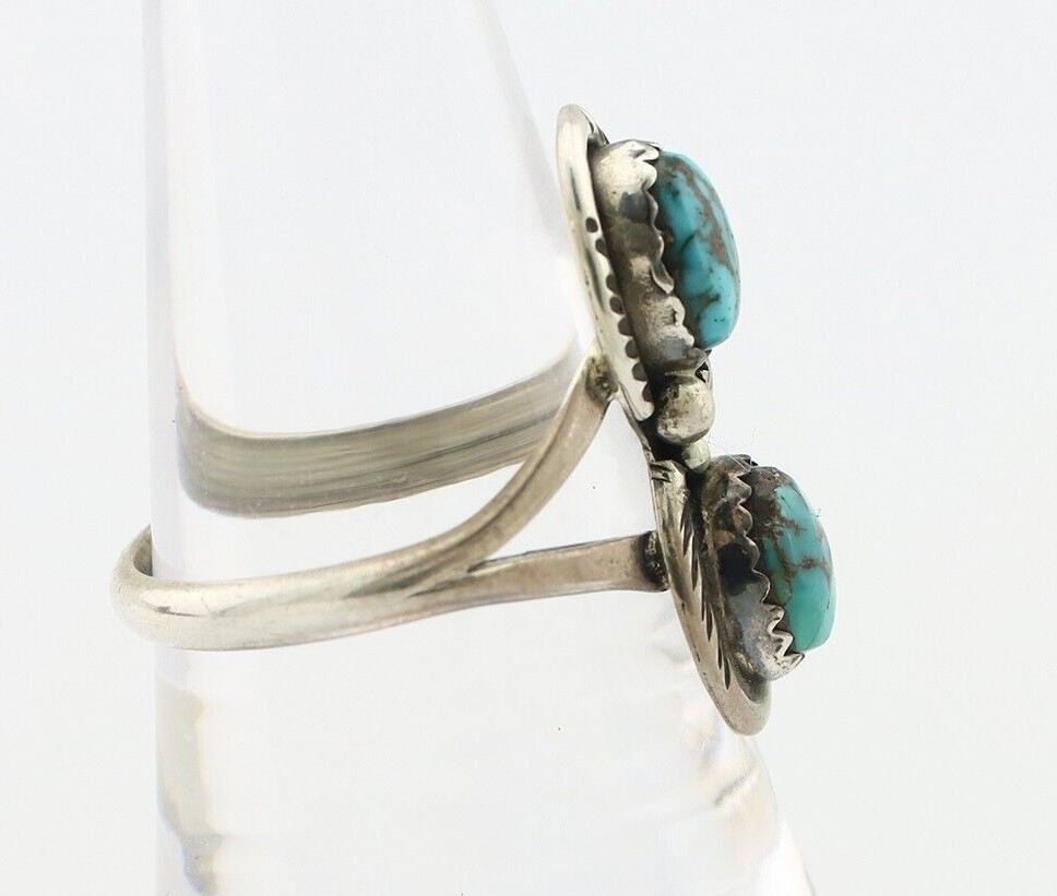Navajo Ring 925 Silver Natural AAA Blue Spiderweb Turquoise Tom Willeto C.80's