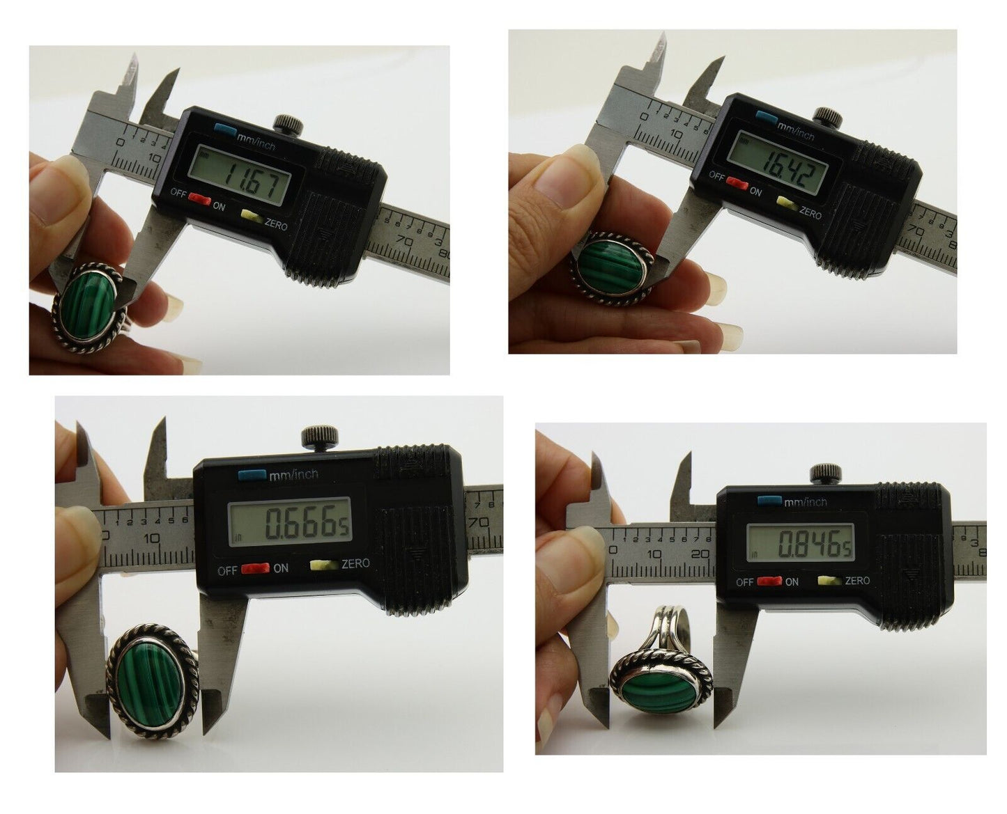 Navajo Ring 925 Silver Natural Malachite Native American Artist C.80's