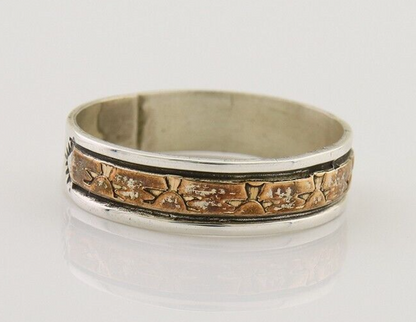 Navajo Handmade Ring 925 Silver & Gold Artist Signed E C.80's