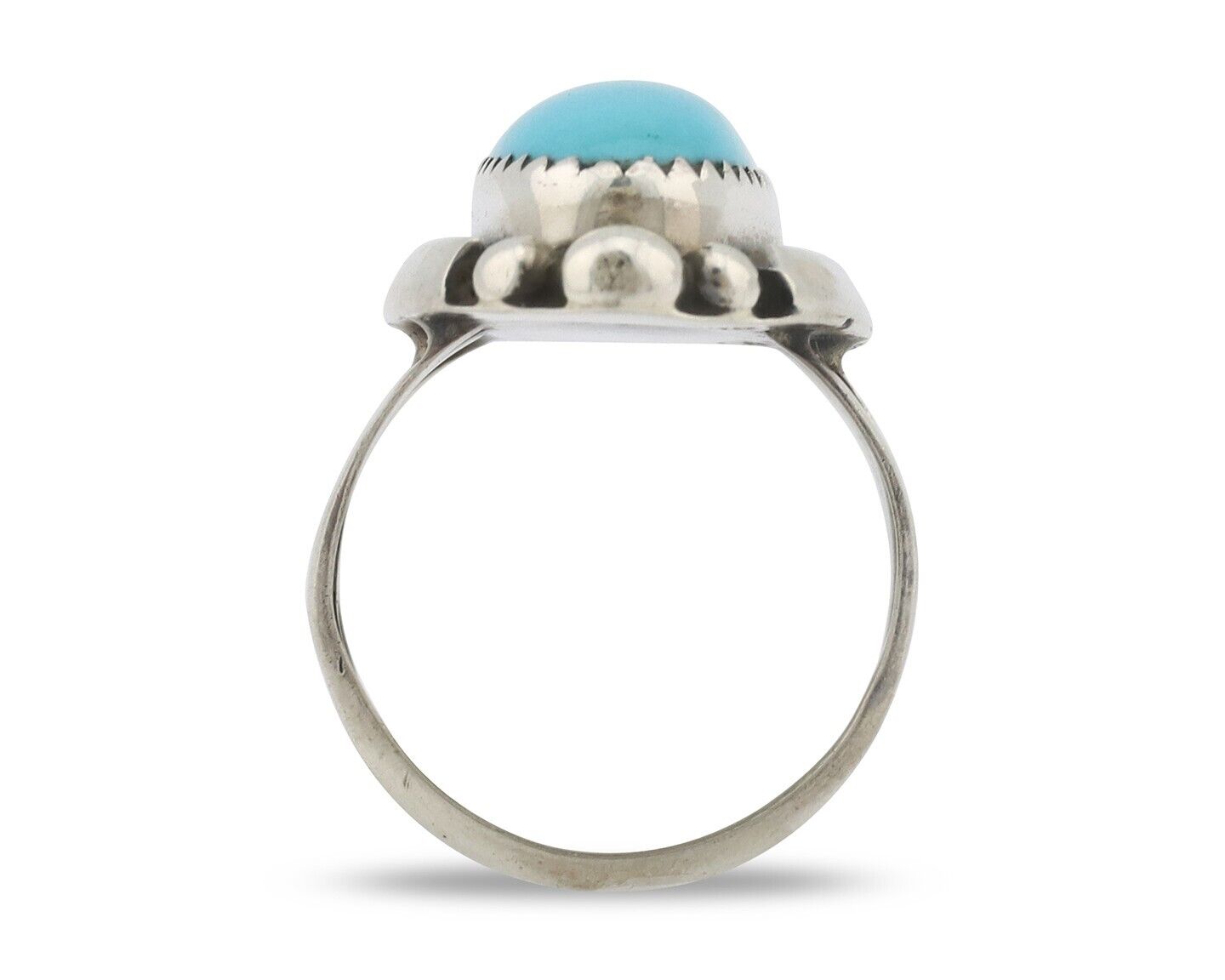 Navajo Ring .925 Silver Sleeping Beauty Turquoise Signed SkyStone Creations C80s