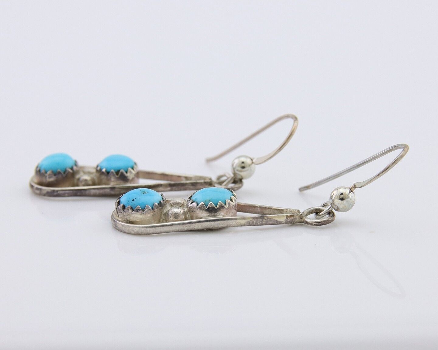 Navajo Paw Earrings 925 Silver Blue Turquoise Native American Artist C.80's