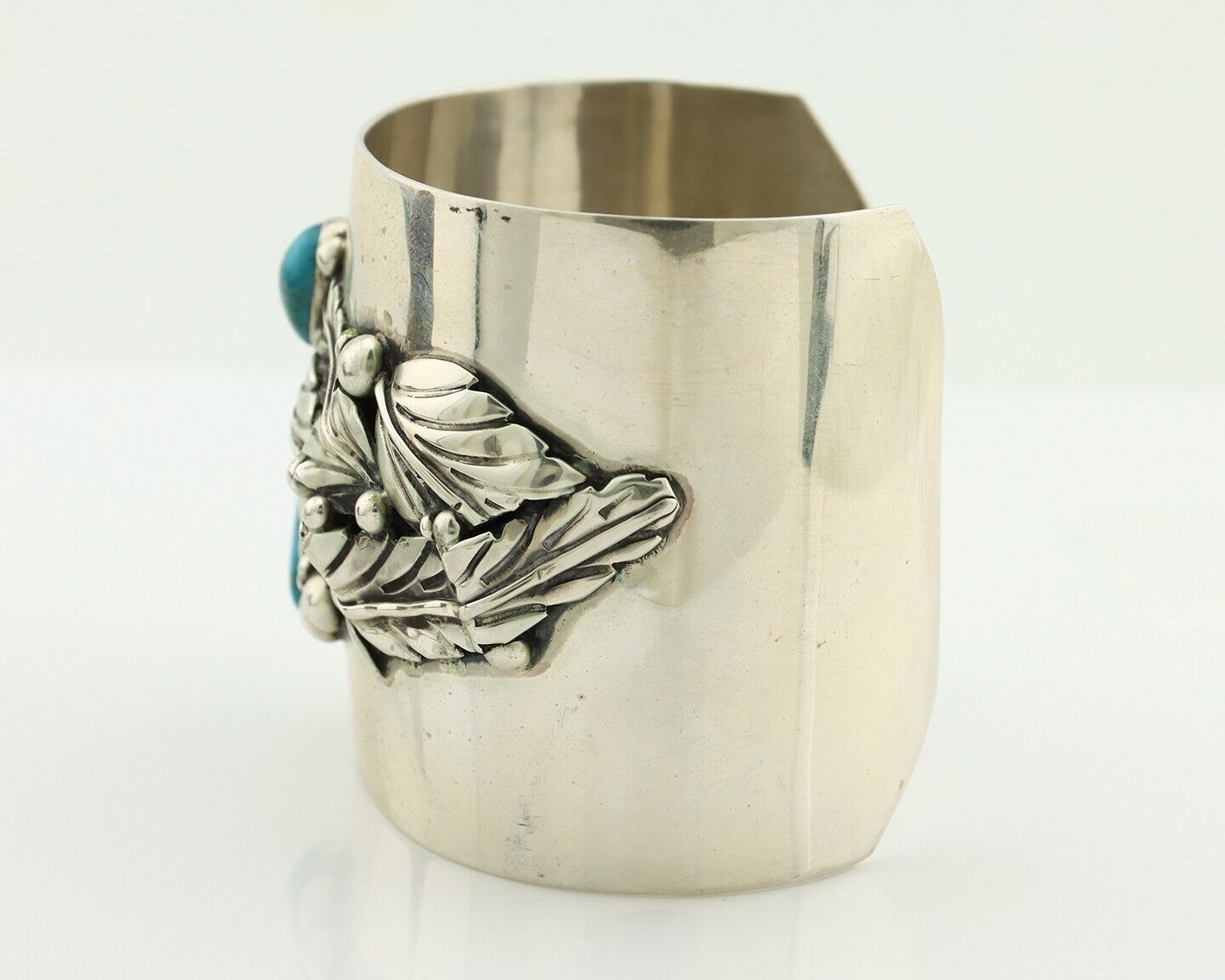 Navajo Bracelet 925 Silver Natural Blue Turquoise Signed David Zachary C.80's